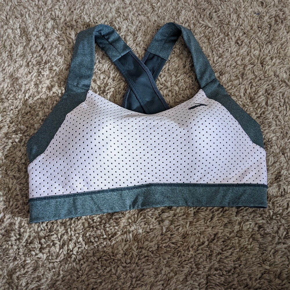 Pink and Gray Brooks Sports Bra